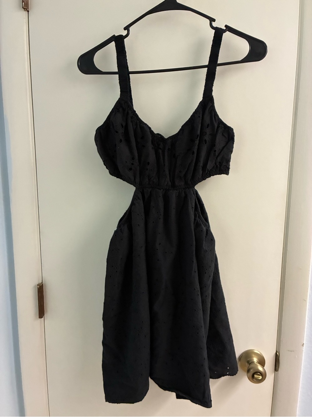 American Eagle Outfitters Black Eyelet Midi Dress